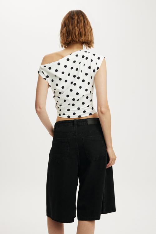 Lyocell Wide Denim Jort - Dire Black