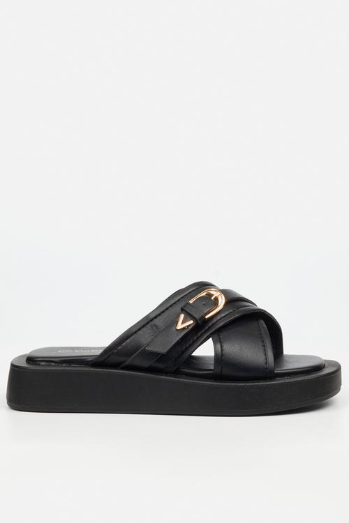 COCONUT 28 Thick Cross Strap Sandal - Black
