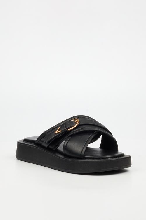 COCONUT 28 Thick Cross Strap Sandal - Black