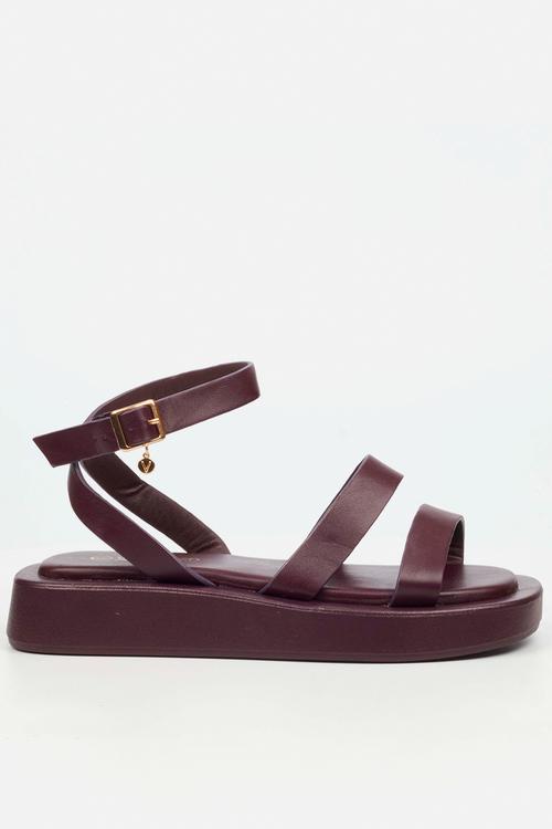 COCONUT 34 Thick Double Strap Sandal - Plum