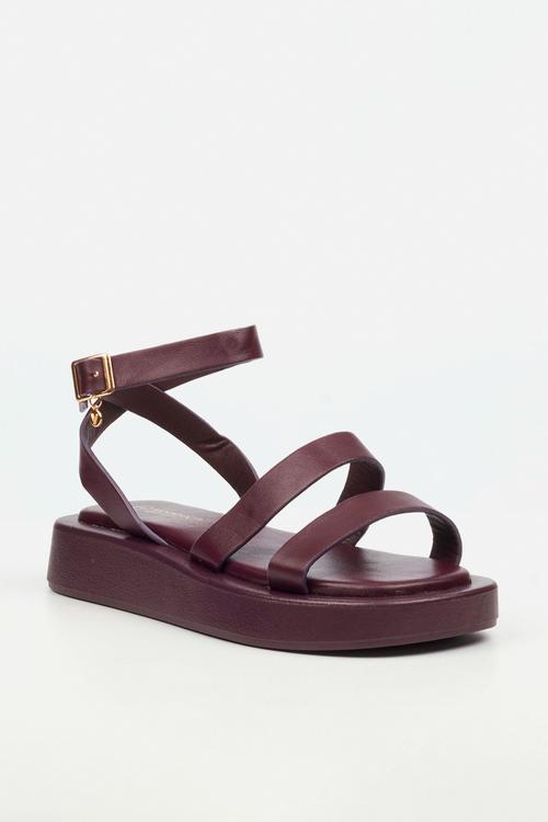 COCONUT 34 Thick Double Strap Sandal - Plum