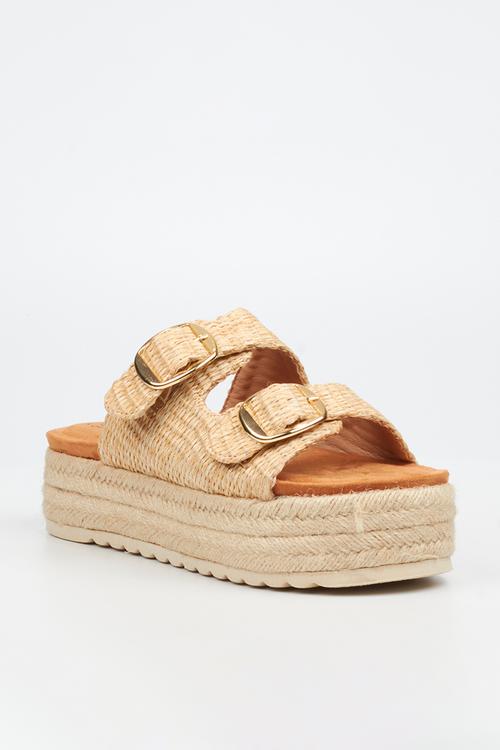 Connie 1 light-weight comfort double buckle rope flatform - natural