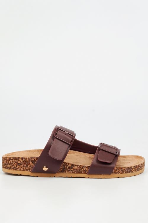 QORK 7 Comfort Sock Double Strap Qork Sandal - Plum