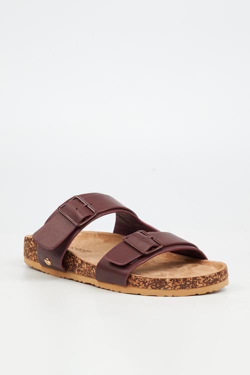 QORK 7 Comfort Sock Double Strap Qork Sandal - Plum