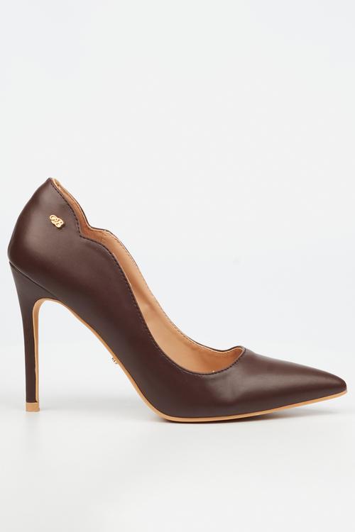 Lola 58 scalloped court heel - chocolate