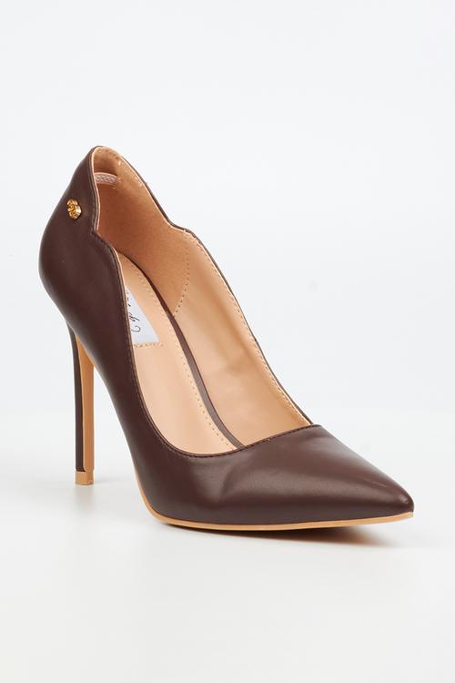 Lola 58 scalloped court heel - chocolate