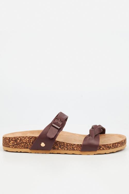 QORK 8 Comfort Sock Braided Strap Qork Sandal - Plum