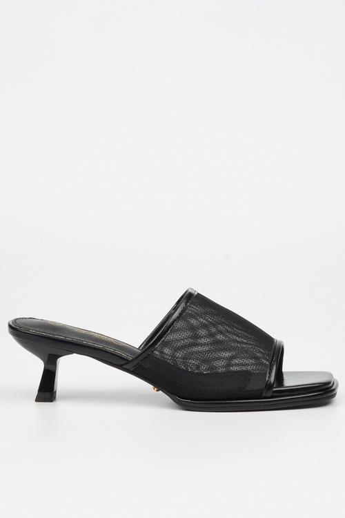 Parsley 2 comfort sock mesh mule kitten heel - black