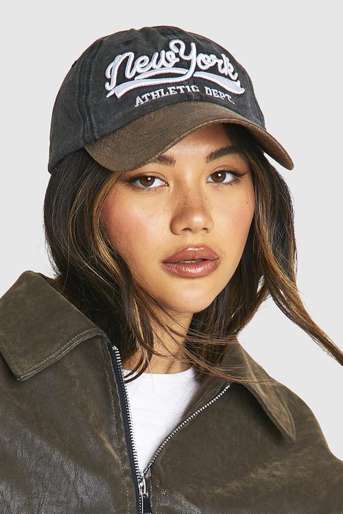 New york embroidered baseball cap - grey