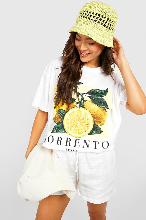 Sorrento lemon oversized T-shirt - white