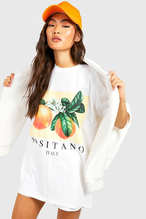 Positano fruit oversized T-shirt - white
