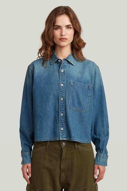 Boxy Relaxed 1-pkt Shirt long sleeve wmn - blue