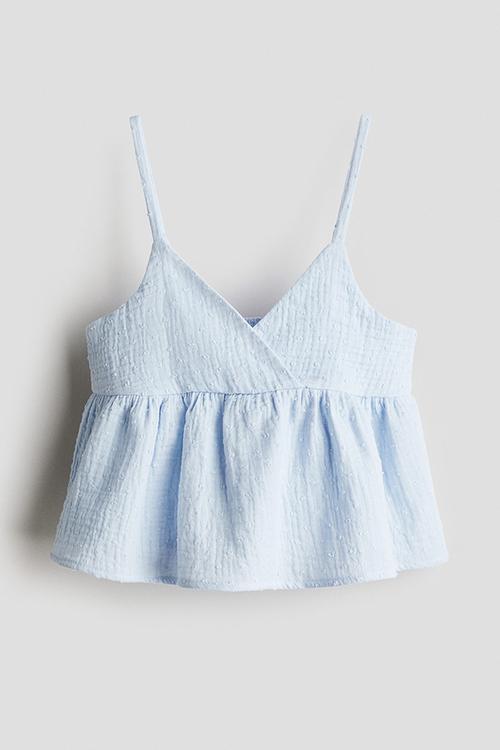 V-neck strappy top -  light blue 