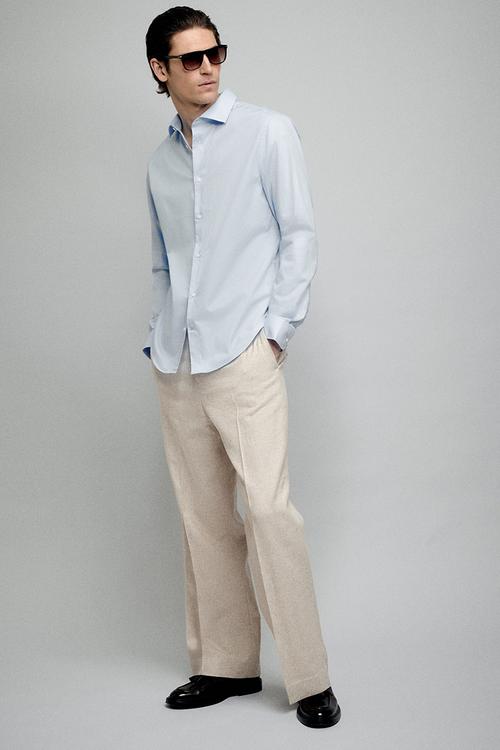 Slim fit cotton shirt - blue