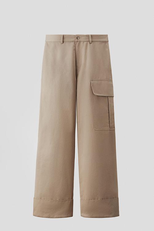 Fold-up cargo trousers - beige