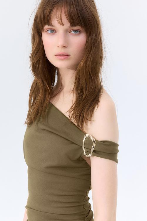 Draped dress - dark khaki green