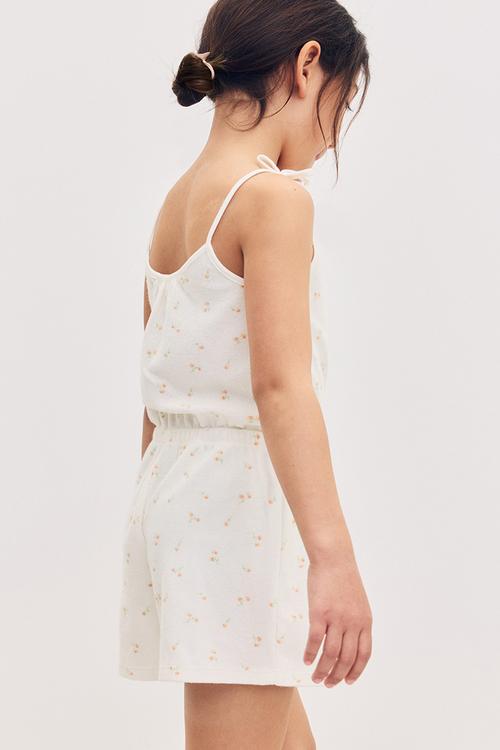 Patterned terry jumpsuit - white/floral 