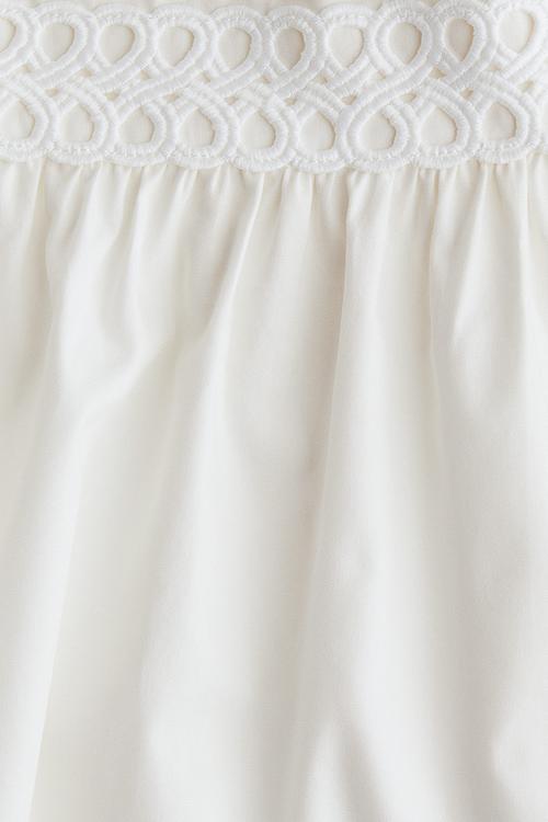 Puff-sleeved poplin dress - white