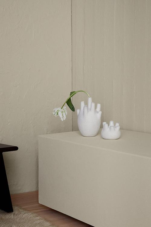 Large stoneware ikebana vase - white