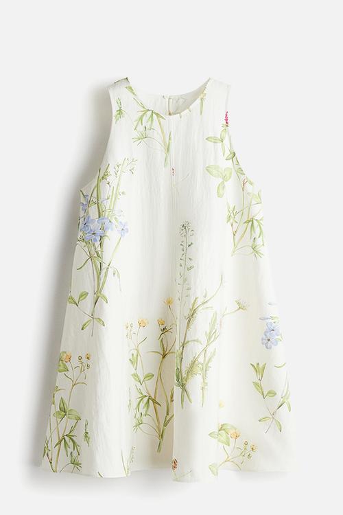Shift dress - white floral 