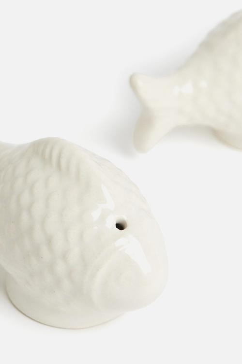 Stoneware salt and pepper set - white