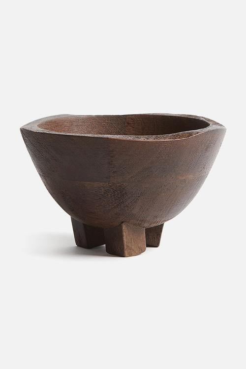 Mango wood serving bowl - dark brown