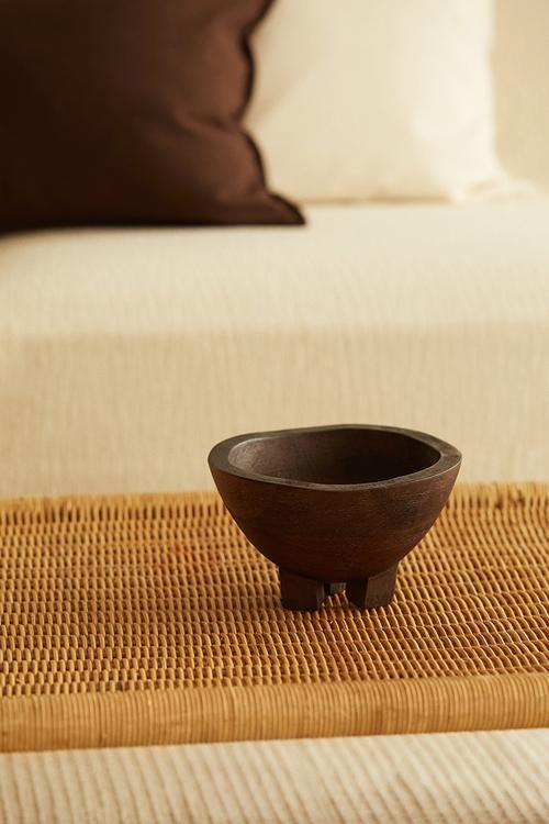 Mango wood serving bowl - dark brown