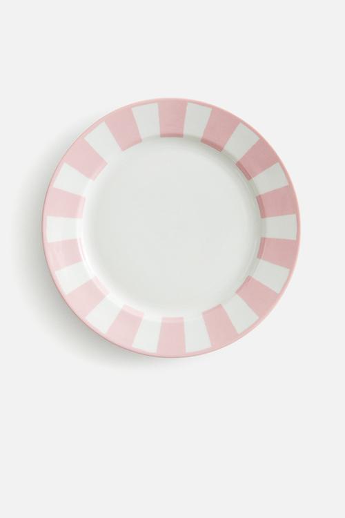 Porcelain mid plate - pink striped 