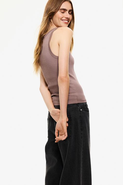 Ribbed vest top - old rose