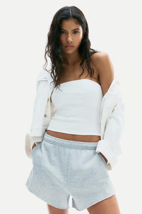 Ribbed tube top - white