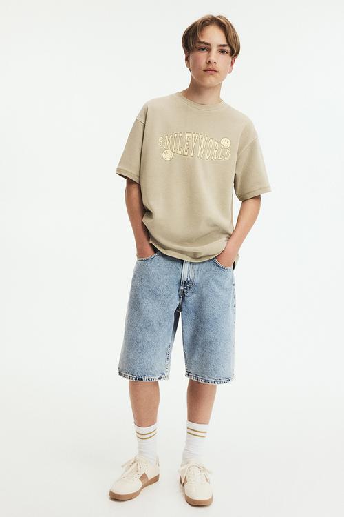 Loose-fit denim shorts - denim blue