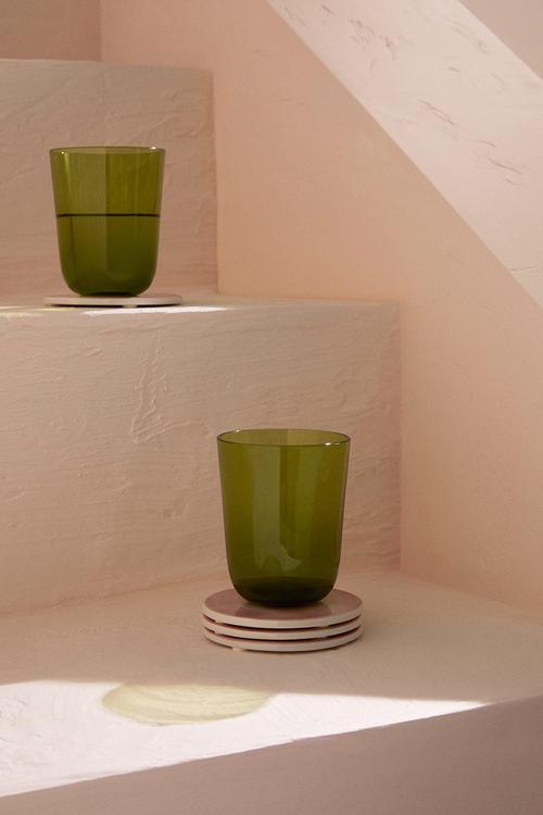 4-Pack porcelain coasters - dusty pink/fruits