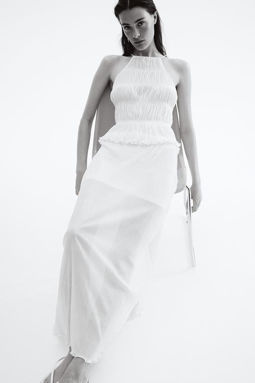 Plissé maxi skirt - white