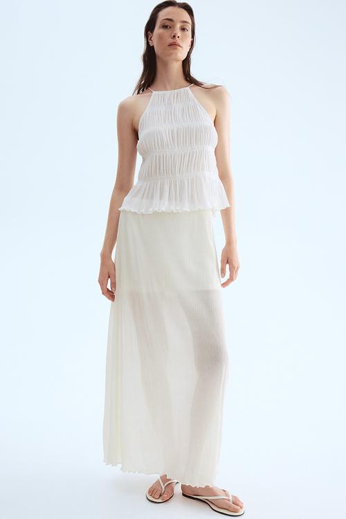 Plissé maxi skirt - white