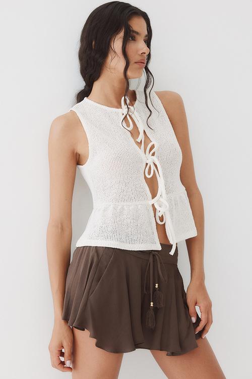 Airy drawstring shorts - brown