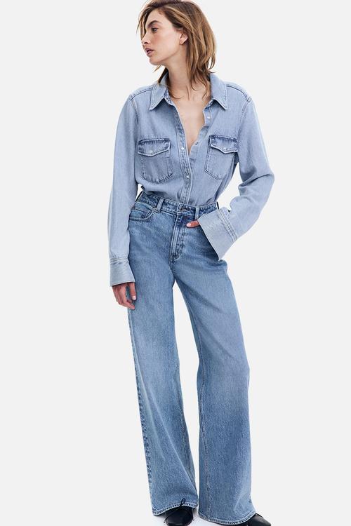 Wide high jeans - light denim blue
