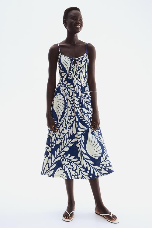 Crinkled jersey dress - blue,multi