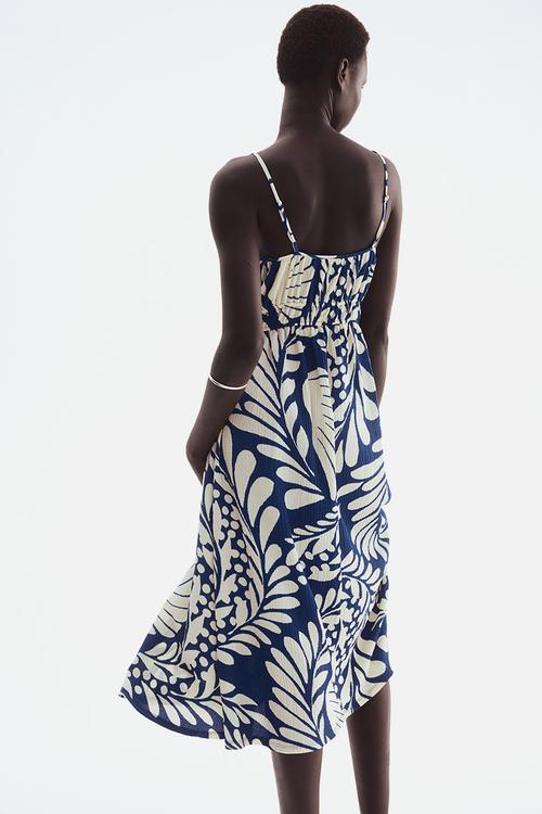 Crinkled jersey dress - blue,multi