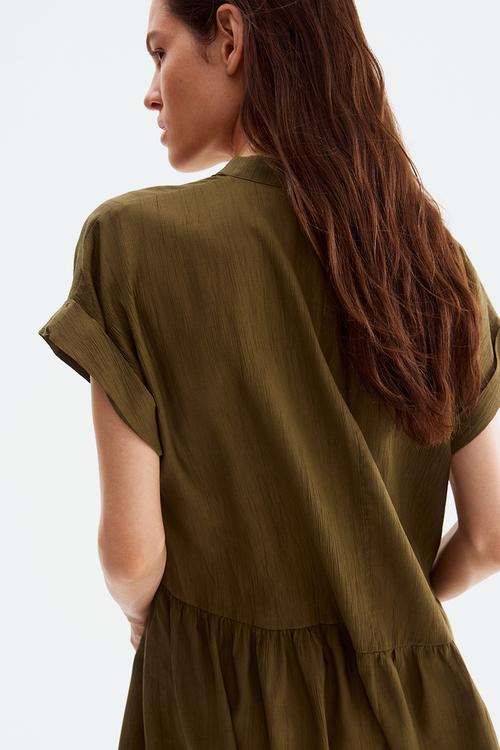 Crinkled tunic dress - dark khaki green