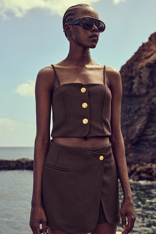 Interlock skort - dark brown