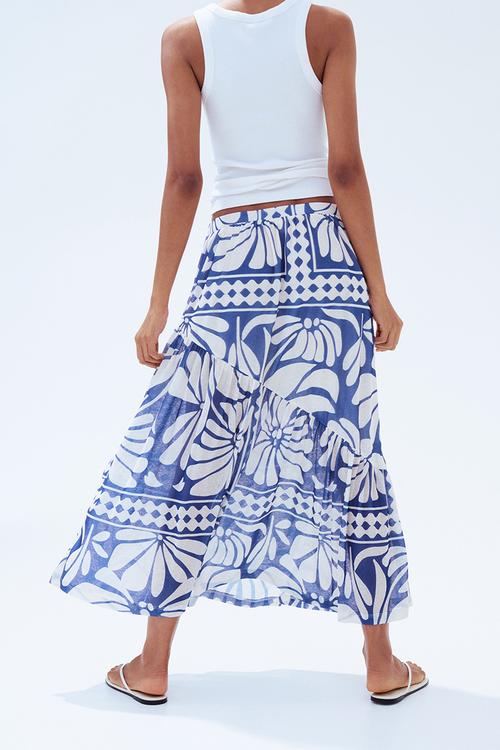 Sheer-knit skirt - blue,multi