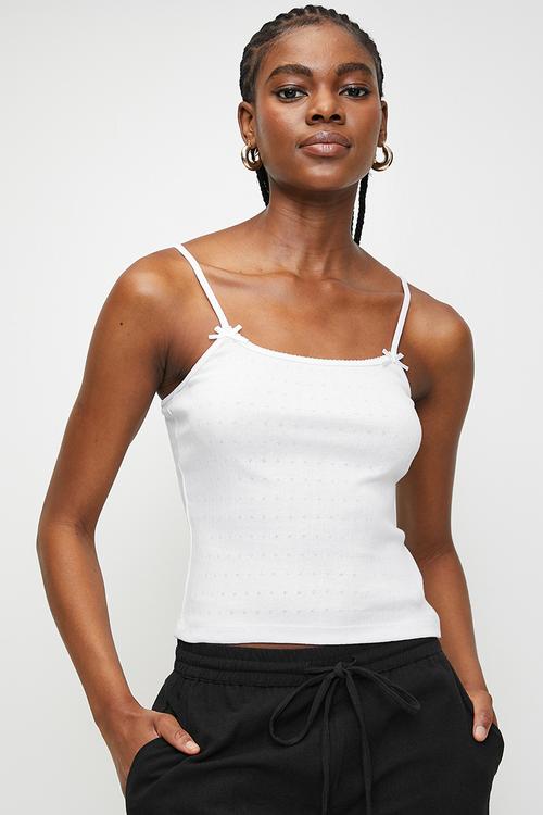 Ladies Vest With Lace Trim - White