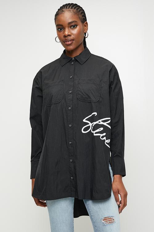 Ladies Ophelia Oversized Shirt - black