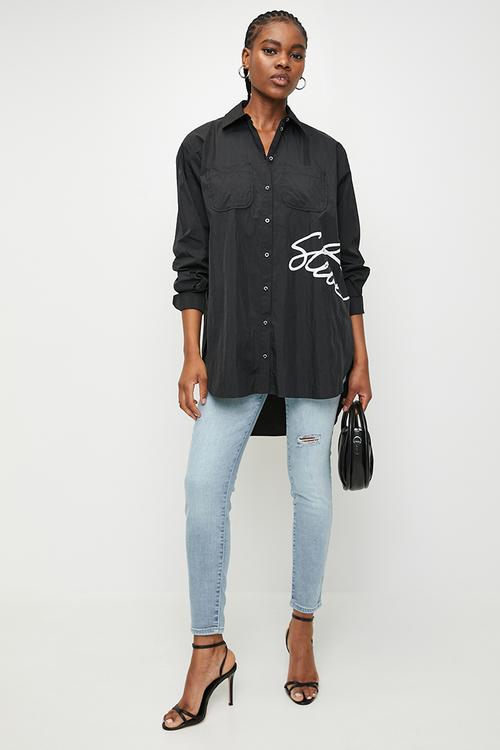Ladies Ophelia Oversized Shirt - black