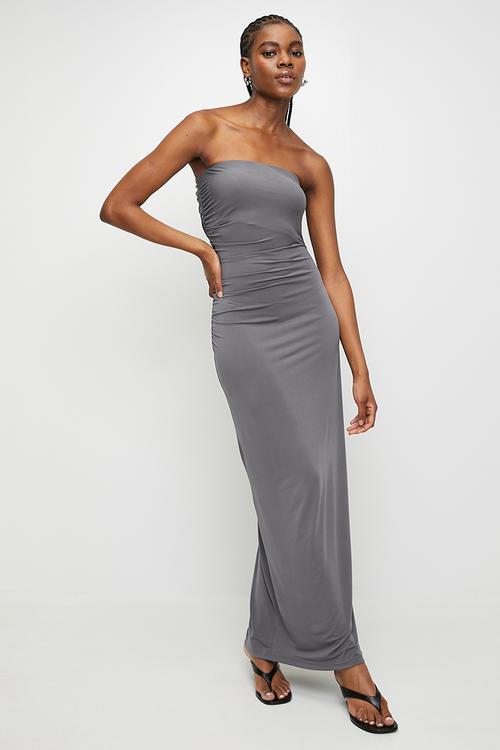Ladies Ruched Dress - Grey