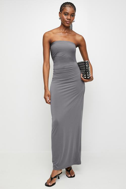 Ladies Ruched Dress - Grey