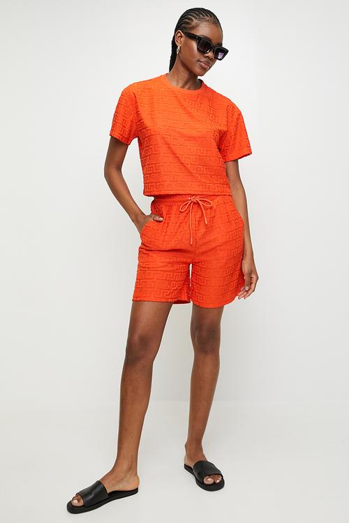 Ladies ayaan embossed logo top - tangerine