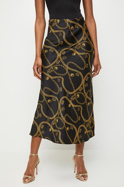 Ladies asha bias midaxi skirt - black