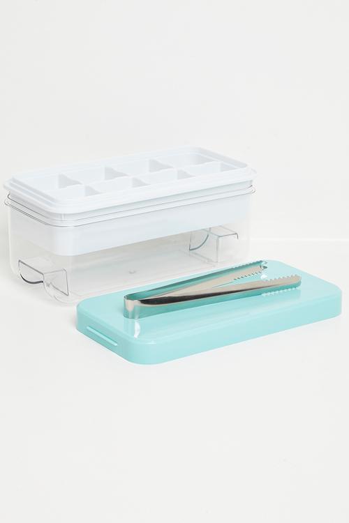 Easy Press Ice Cube Maker Ice box (8 Large Cubes) - Blue