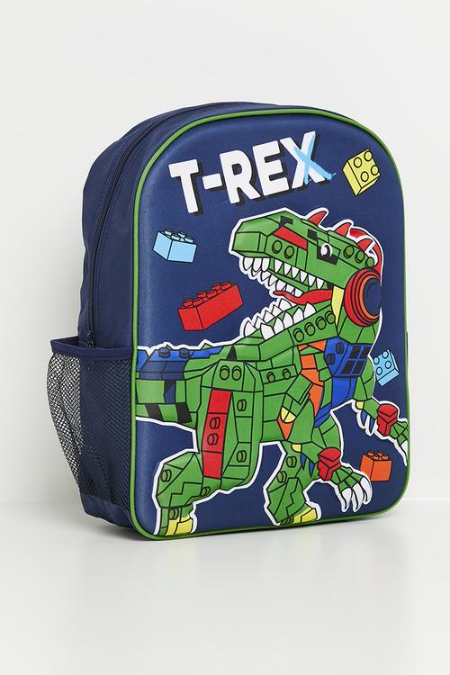 Dino blocks 3d embossed backpack - blue
